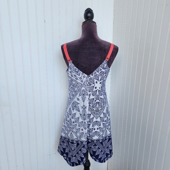 Apt 9 Intimates Paisley Geo Print Chemise Nightgown Lingerie Dress Navy Coral M - Picture 6 of 10